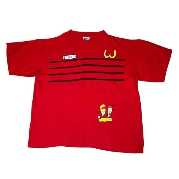 Vintage Beavis Butthead McDonalds T Shirt XL Stanley Desantis 1993 90s MTV - Picture 1 of 8